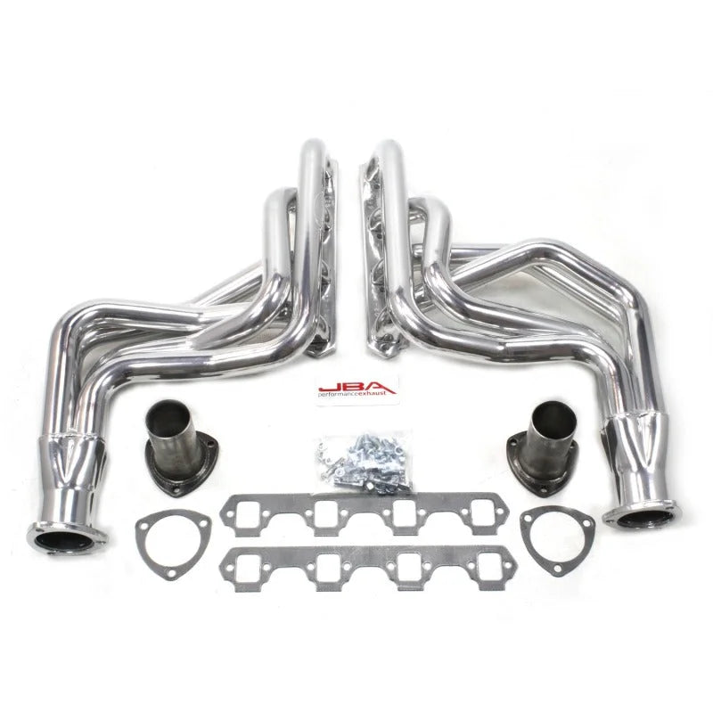 JBA 65-73 Ford Mustang 260-351W (w/Mustang II Suspension) 1-3/4in Primary Sliver Long Tube Header - Side View
