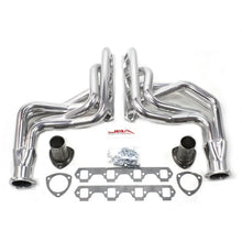 Load image into Gallery viewer, JBA 65-73 Ford Mustang 260-351W (w/Mustang II Suspension) 1-3/4in Primary Sliver Long Tube Header - Side View