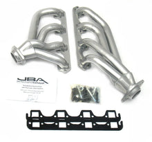 Load image into Gallery viewer, JBA 65-73 Ford Mustang 351W SBF 1-5/8in Primary Silver Ctd Mid Length Header - Side View