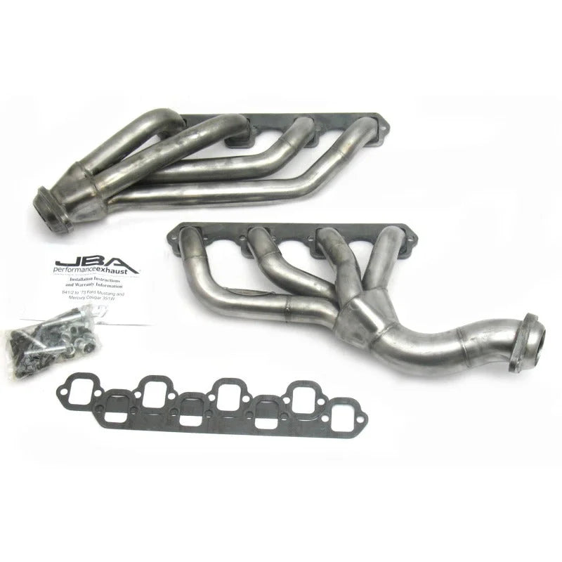 JBA 65-73 Ford Mustang 351W SBF w/T-5/Cable Clutch 1-5/8in Primary Raw 409SS Mid Length Header - Side View
