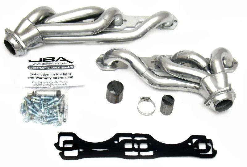 JBA 87-91 Chevrolet Blazer 5.0L/5.7L w/o A.I.R. 1-5/8in Primary Silver Ctd Cat4Ward Header - Side View