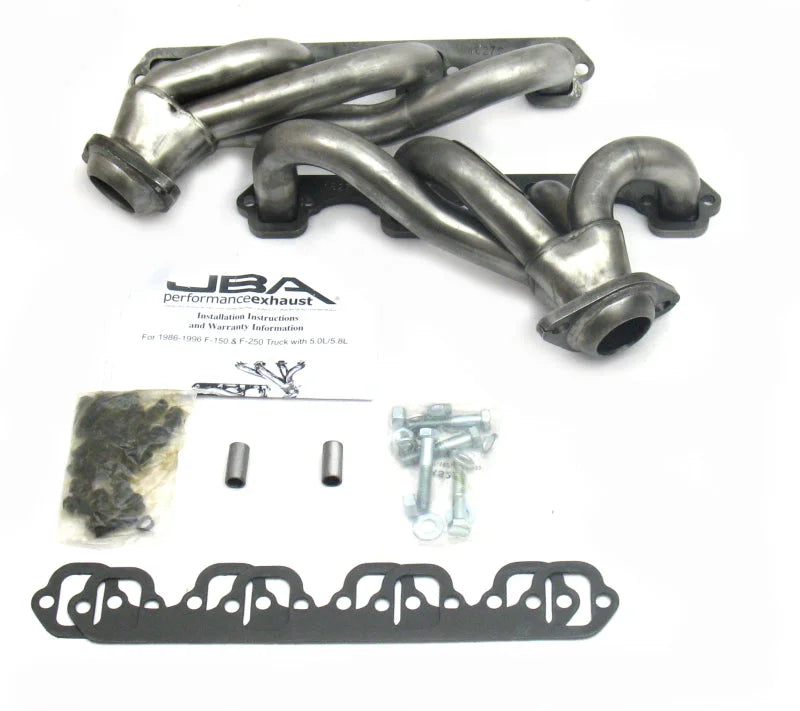 JBA 87-95 Ford F-150 5.0L SBF 1-1/2in Primary Raw 409SS Cat4Ward Header - Side View