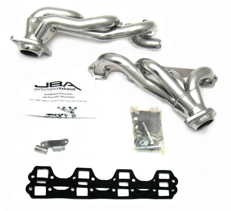 JBA 87-96 Ford F-150 5.8L SBF 1-5/8in Primary Silver Ctd Cat4Ward Header - Main Product View