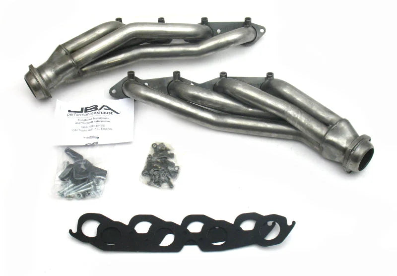 JBA 88-93 GM Truck 7.4L BBC w/A.I.R. 1-3/4in Primary Raw 409SS Cat4Ward Header - Side View