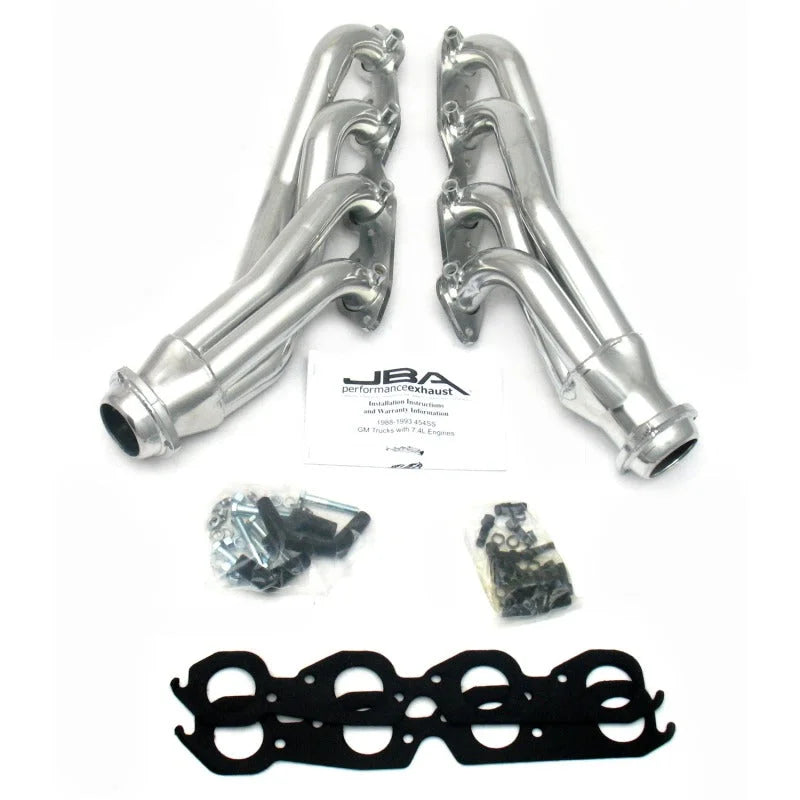 JBA 88-93 GM Truck 7.4L BBC w/A.I.R. 1-3/4in Primary Silver Ctd Cat4Ward Header - Side View