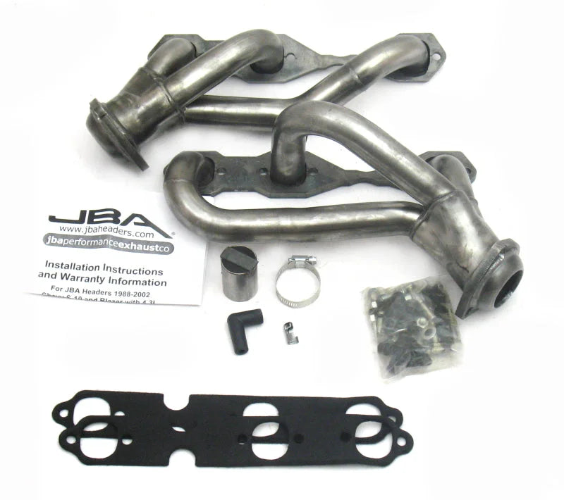 JBA 88-95& 02-03 GM S-Truck 4.3L V6 2WD 1-1/2in Primary Raw 409SS Cat4Ward Header - Side View