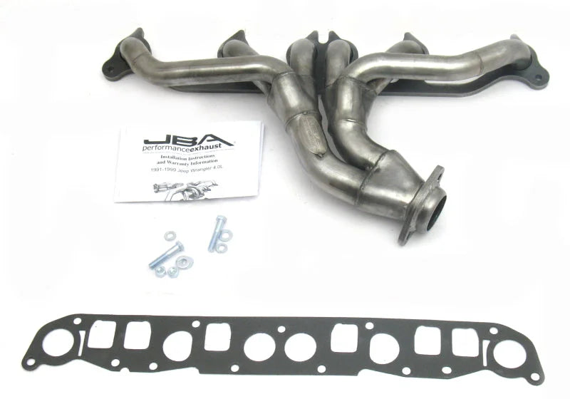 JBA 91-99 Jeep 4.0L 1-1/2in Primary Raw 409SS Cat4Ward Header - Side View