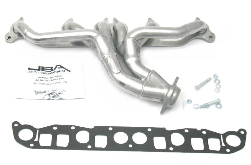 JBA 91-99 Jeep 4.0L 1-1/2in Primary Silver Ctd Cat4Ward Header - Main Product View