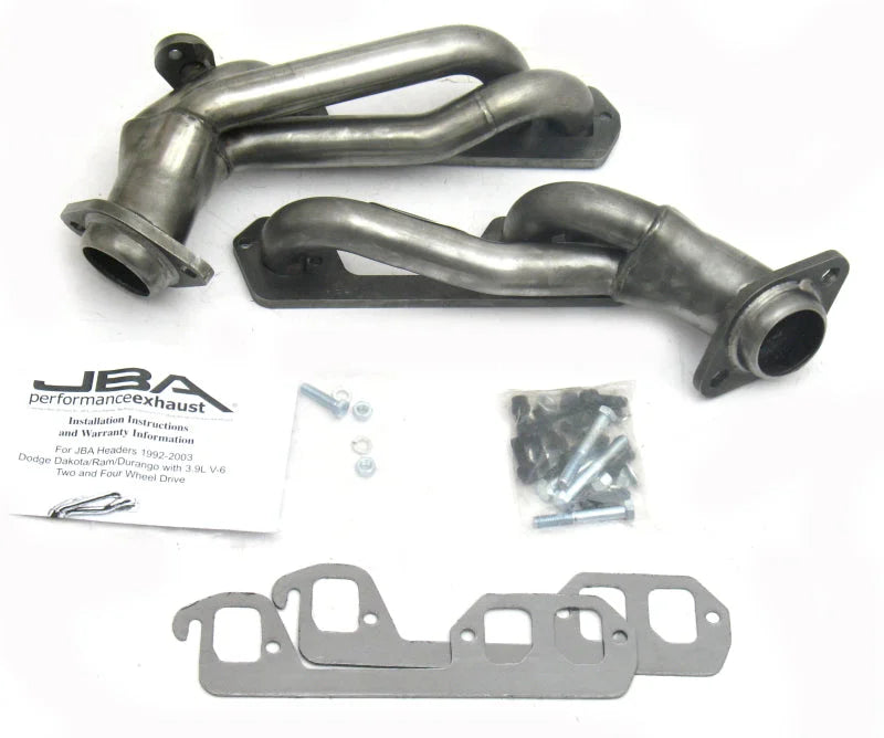 JBA 92-95 Dodge Truck 3.9L V6 1-1/2in Primary Raw 409SS Cat4Ward Header - Side View