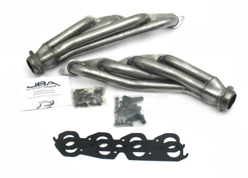 JBA 92-95 GM Truck 7.4L Vortec 1-3/4in Primary Raw 409SS Cat4Ward Header - Side View