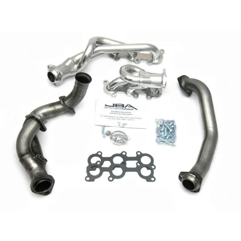 JBA 95-00 Toyota 3.4L V6 w/o EGR 1-1/2in Primary Silver Ctd Cat4Ward Header - Side View