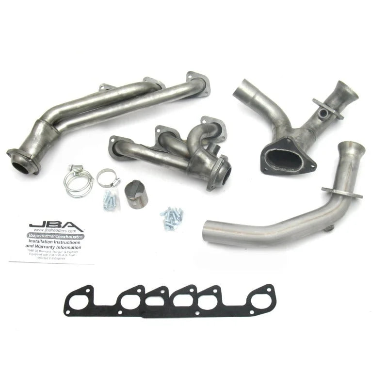 JBA 95-97 Ford Ranger 4.0L OHV 1-1/2in Primary Raw 409SS Cat4Ward Header - Side View
