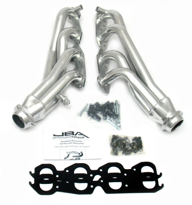 JBA 96-00 GM Truck 7.4L Voretc w/EGR & A.I.R. 1-3/4in Primary Silver Ctd Cat4Ward Header - Side View
