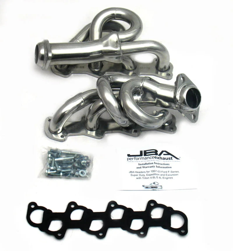 JBA 97-03 Ford F-150 4.6L 2V 1-1/2in Primary Silver Ctd Cat4Ward Header - Main Product View