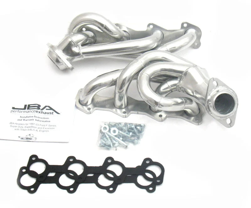 JBA 97-03 Ford F-150 5.4L 2V 1-1/2in Primary Silver Ctd Cat4Ward Header - Main Product View