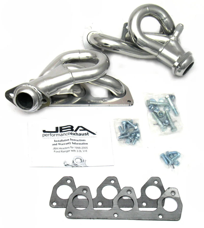 JBA 98-01 Ford Ranger 3.0L V6 w/EGR 1-1/2in Primary Silver Ctd Cat4Ward Header - Main Product View