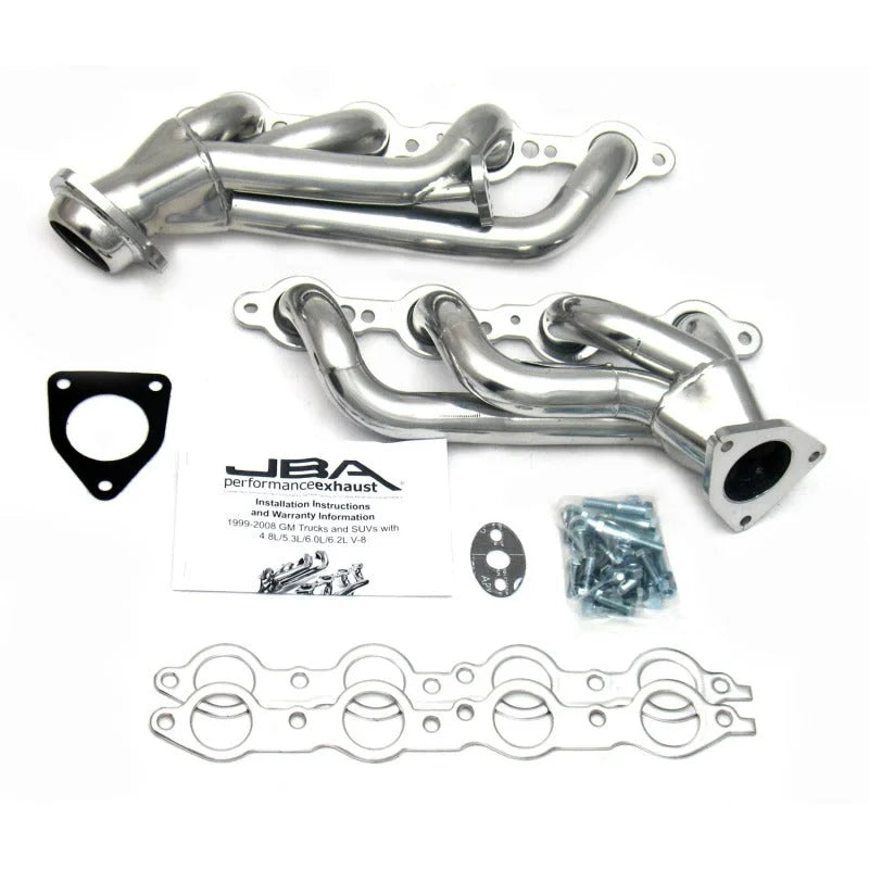 JBA 99-01 GM Truck 4.8L/5.3L LS w/o A.I.R. w/EGR 1-5/8in Primary Silver Ctd Cat4Ward Header - Side View
