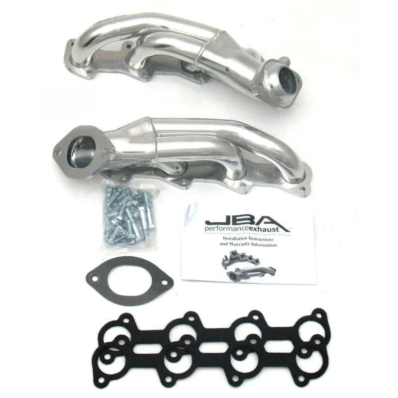 JBA 99-04 Ford Mustang 4.6L 2V 1-5/8in Primary Silver Ctd Cat4Ward Header - Side View