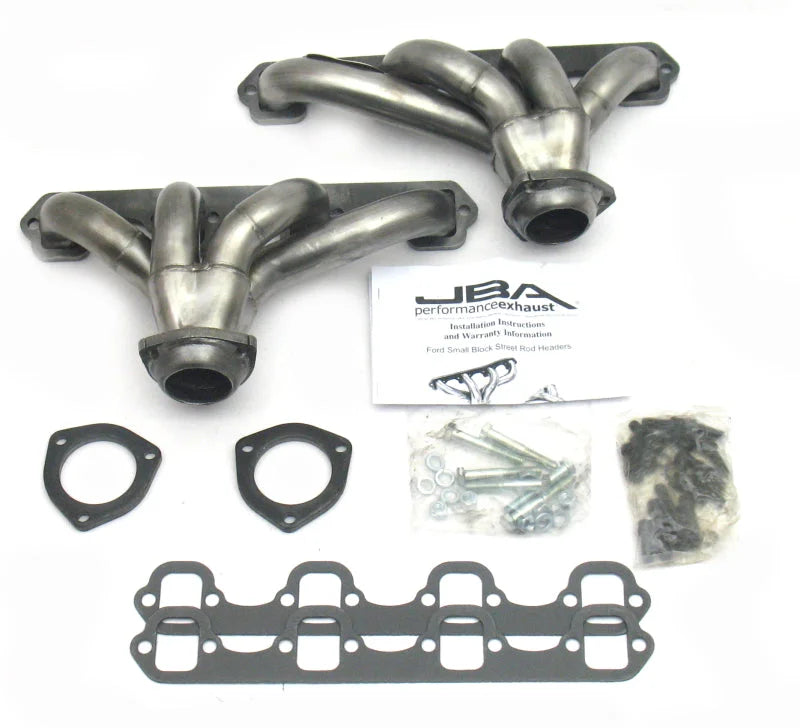 JBA Ford 260-351W SBF 1-5/8in Primary Raw 409SS Tight Tuck Header - Side View