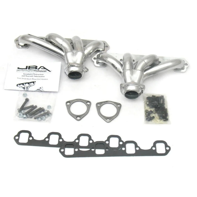 JBA Ford 260-351W SBF 1-5/8in Primary Silver Ctd Tight Tuck Header - Side View