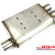 Load image into Gallery viewer, JBA Universal Chambered Style 304SS Muffler 13x9.75x4 2.5in Inlet Diameter Offset/2.5 Dual Outlet - Side View