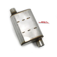 Load image into Gallery viewer, JBA Universal Chambered Style 304SS Muffler 13x9.75x4 2.5in Inlet Diameter Offset/Offset - Side View
