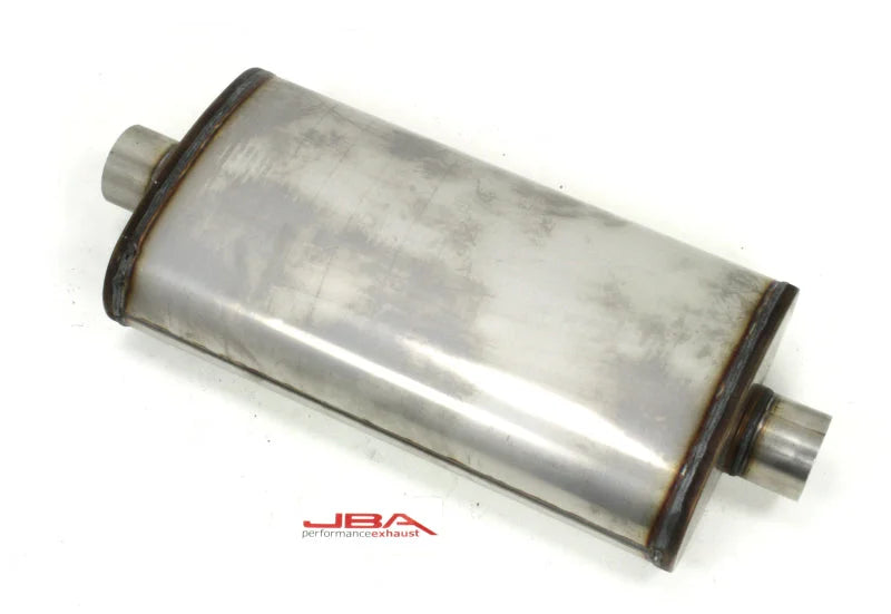 JBA Universal Dual Core 304SS Muffler 22x11x6 3in Inlet Diameter - Side View