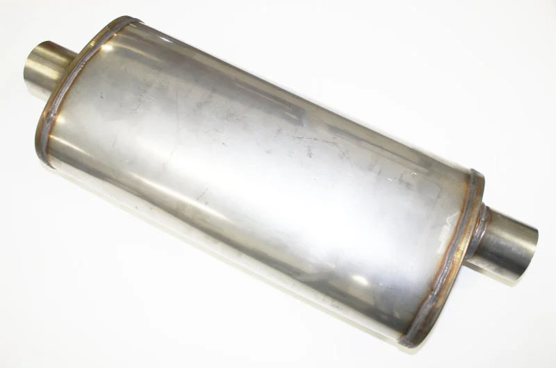 JBA Universal Straight-Through Style 304SS Muffler 18x8x5 2.5in Inlet Diameter Offset/Center - Main Product View
