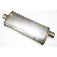Load image into Gallery viewer, JBA Universal Straight-Through Style 304SS Muffler 18x8x5 2.5in Inlet Diameter Offset/Center - Side View