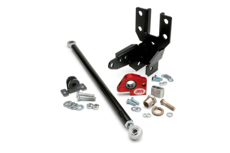 JKS Manufacturing 2007+ Jeep Wrangler JK Front Track Bar-Sector Shaft Reinforcement System - Side View
