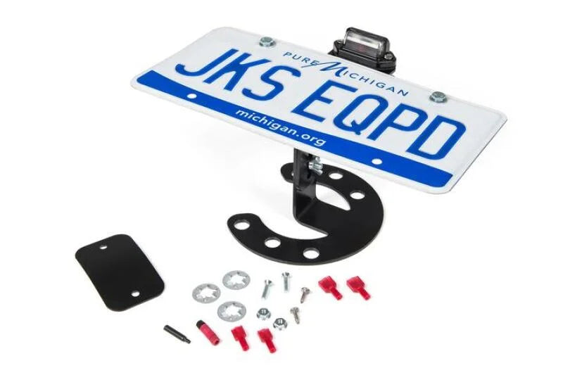 JKS Manufacturing Jeep JK/TJ/YJ Spare Tire License Plate Mount - Detail View