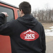 Load image into Gallery viewer, JKS Manufacturing Zippered Black Hoodie - Small - Side View