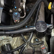 Load image into Gallery viewer, J&amp;L 05-10 Ford Mustang GT Driver Side Oil Separator 3.0 V2 - Black Anodized - Side View