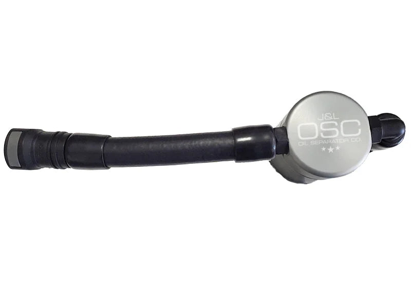 J&L 05-10 Ford Mustang GT Driver Side Oil Separator 3.0 V2 - Clear Anodized - Main Product View