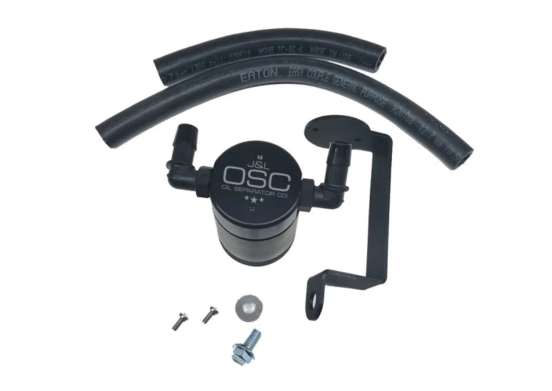 J&L 05-23 Dodge Charger 5.7L Hemi Passenger Side Oil Separator 3.0 - Black Anodized - Main Product View