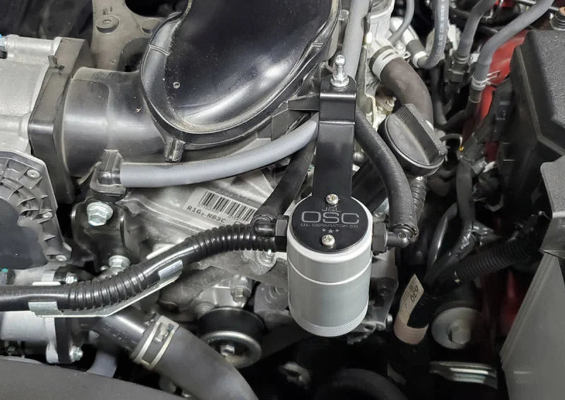 J&L 05-24 Toyota 4Runner 4.0L Driver Side Oil Separator 3.0 - Clear Anodized - Detail View