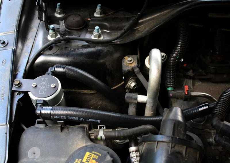 J&L 10-18 Ford Taurus Sho EcoBoost V6 Passenger Side Oil Separator 3.0 - Clear Anodized - Main Product View