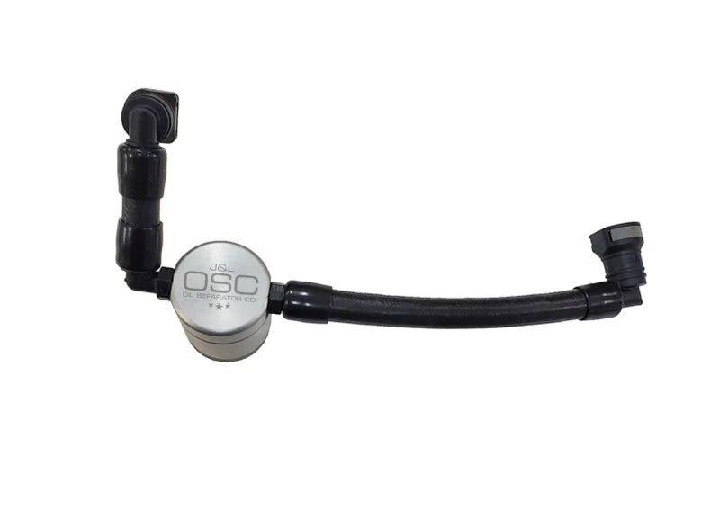 J&L 11-17 Ford Mustang V6 Passenger Side Oil Separator 3.0 V2 - Clear Anodized - Main Product View