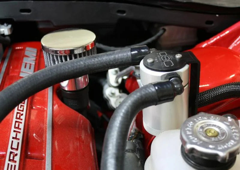 J&L 15-17 Dodge Hellcat 6.2L Hemi Driver Side Oil Separator 3.0 - Clear Anodized - Main Product View
