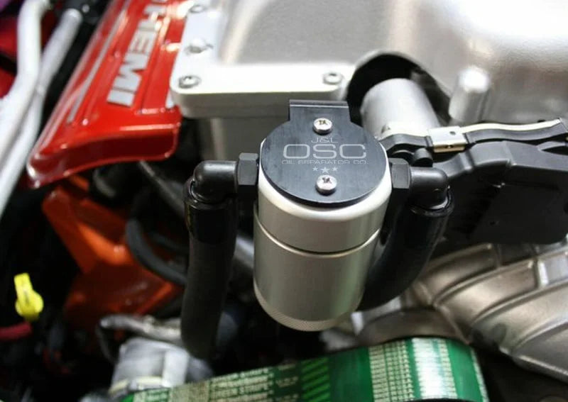 J&L 15-25 Dodge Hellcat/Demon 6.2L Hemi Passenger Side Oil Separator 3.0 - Clear Anodized - Main Product View