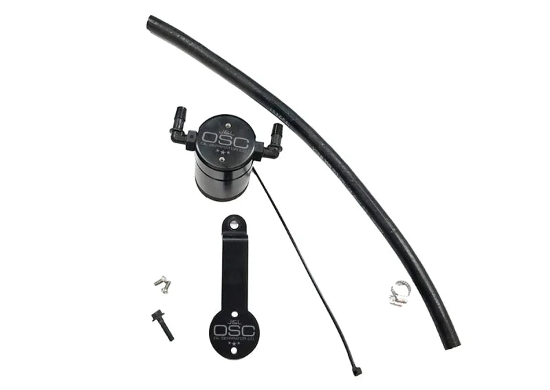 J&L 16-21 Honda Civic 1.5L Turbo (EX & Si) Passenger Side Oil Separator 3.0 - Black Anodized - Main Product View
