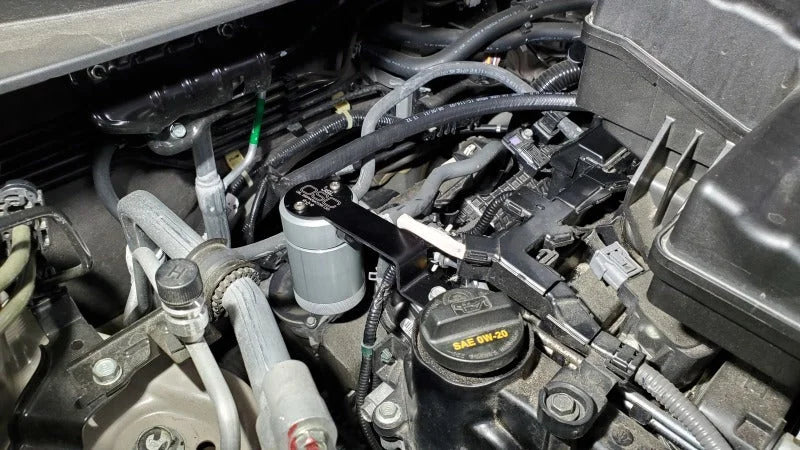 J&L 17-24 Honda CRV 1.5L Turbo Passenger Side Oil Separator 3.0 - Clear Anodized - Side View
