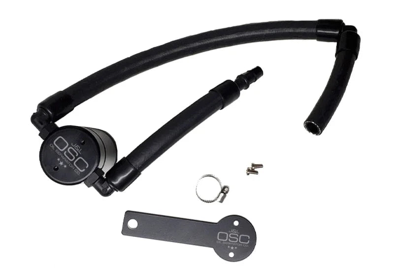 J&L 18-22 Kia Stinger GT 3.3TT Passenger Side Oil Separator 3.0 - Black Anodized - Main Product View