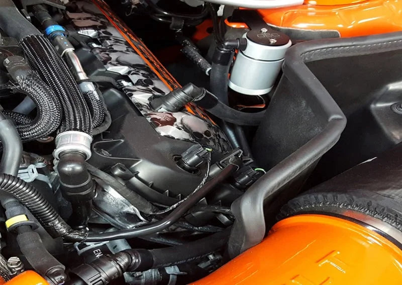 J&L 2011-2017 Ford Mustang GT Driver Side Oil Separator 3.0 - Clear Anodized - Main Product View