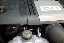 Load image into Gallery viewer, J&amp;L 2018-2023 Ford Mustang GT Passenger Side Oil Separator 3.0 - Black Anodized - Installation View