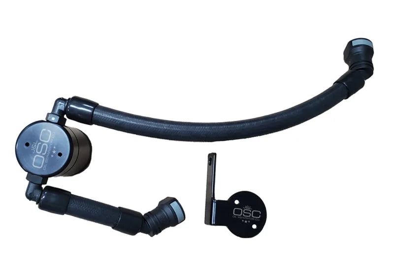 J&L 2020-2022 Ford Mustang GT500 Passenger Side Oil Separator 3.0 - Black Anodized - Main Product View