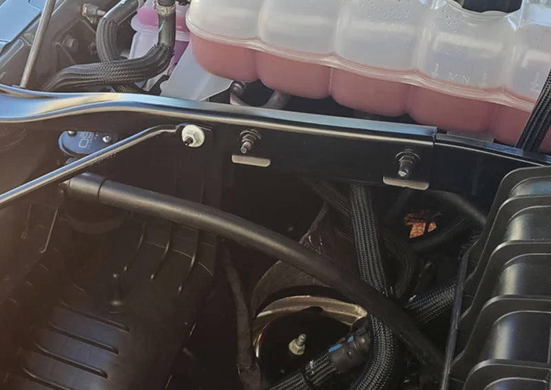 J&L 2021-2024 Ram TRX 6.2L Supercharged Passenger Side Oil Separator 3.0 - Black Anodized - Side View