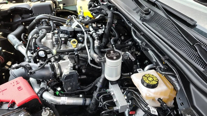 J&L 2025 Ford Bronco 2.3L/ 23-25 Ford Ranger 2.3L Separator 3.0 PCV Side - Clear Anodized - Side View