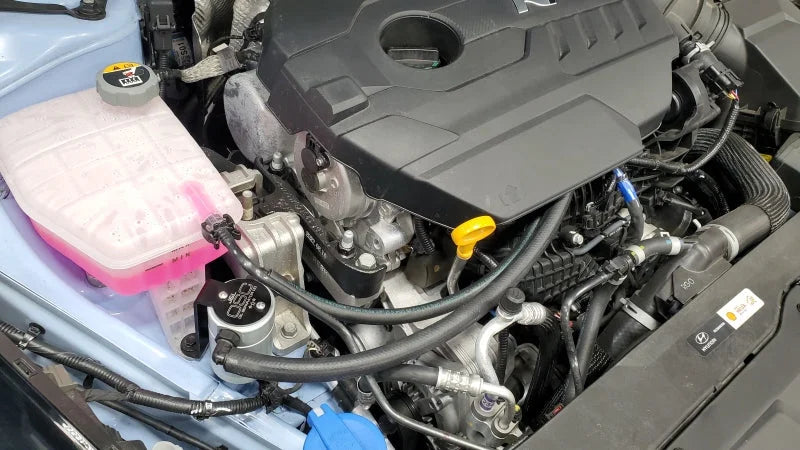 J&L 22-25 Hyundai Elantra N 2.0L Oil Separator 3.0 Passenger Side - Clear Anodized - Side View