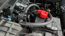 Load image into Gallery viewer, J&amp;L 23-25 Ford F-250/F-350 6.8L;7.3L Oil Separator 3.0 Passenger Side - Black Anodized - Side View